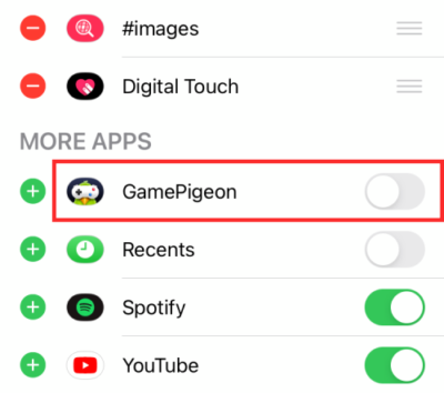 Cómo eliminar la aplicación Game Pigeon en iPhone