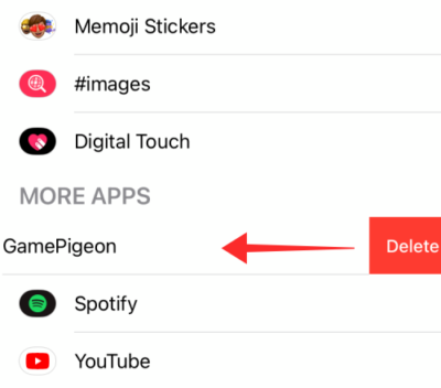 Cómo eliminar la aplicación Game Pigeon en iPhone