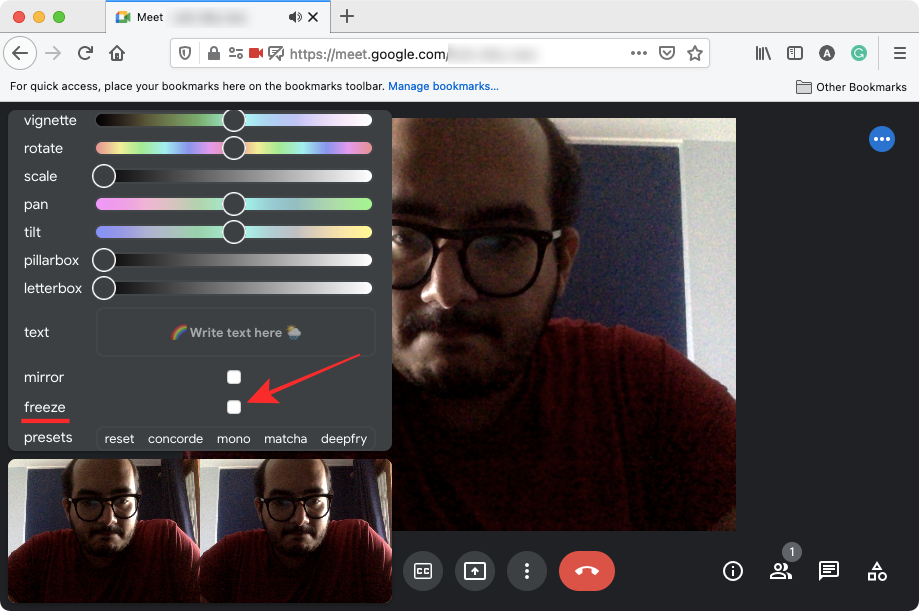 Cómo congelar la pantalla o la cámara en Google Meet