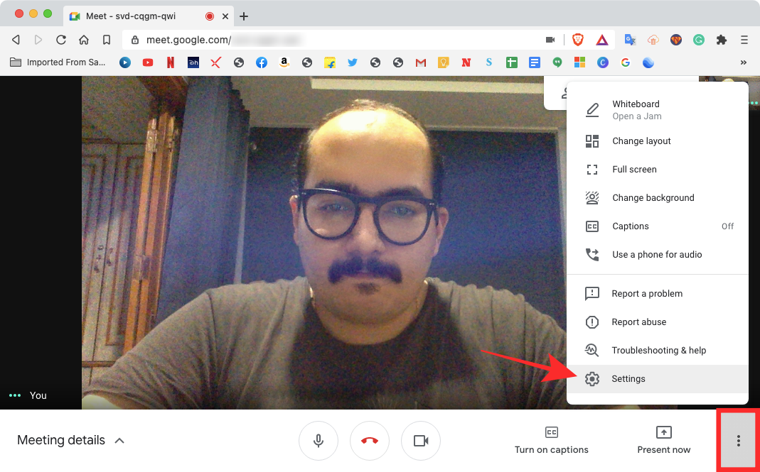 Cómo invertir o reflejar la cámara en Google Meet en Windows y Mac
